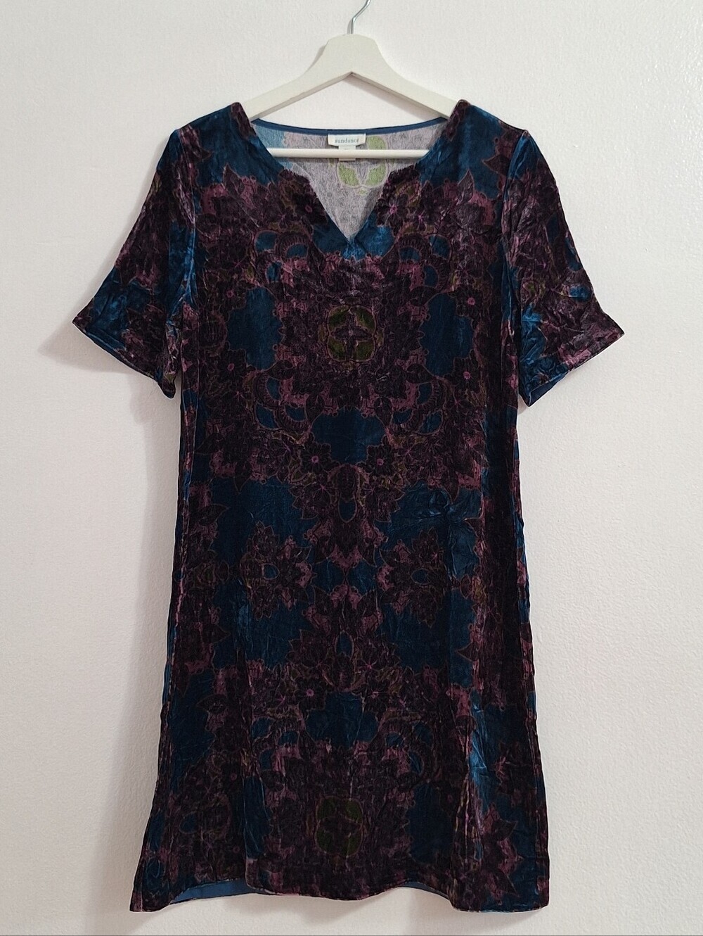 NWOT Sundance Velvet Floral Tunic Dress - Teal & Plum